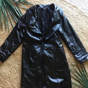 Faux leather trench coat